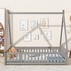 preview thumbnail 1 of 19, Full Tent-shaped Floor Bed, with Guardrails, Slats, Door Grey - Full