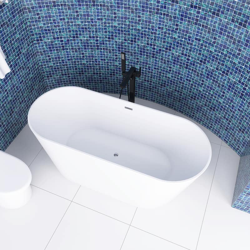 Acrylic Freestanding Soaking Bathtub in Gloss White