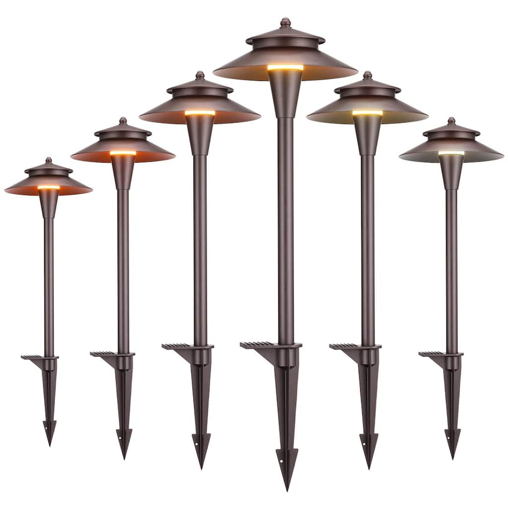 6 Pack 5CCT LED Landscape Pathway Lights, Double Layer