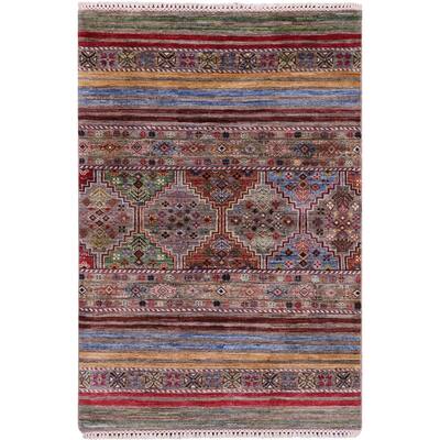 Golden Nile Khorjin Persian Gabbeh Handmade Wool Rug - 3' 4" X 4' 10"