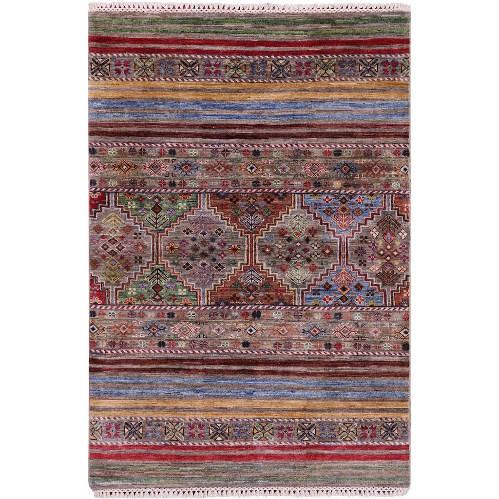 Golden Nile Khorjin Persian Gabbeh Handmade Wool Rug - 3' 4" X 4' 10"