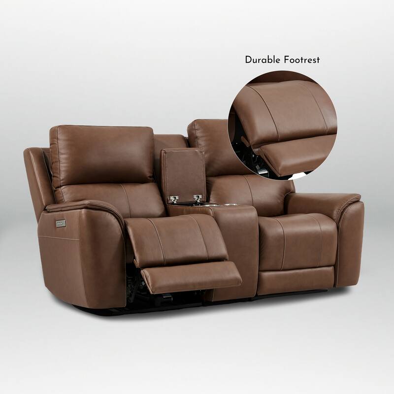77''W Premium Genuine Leather Triple-Power Double Width loveseat with Zero Gravity, USB & Type-C Ports