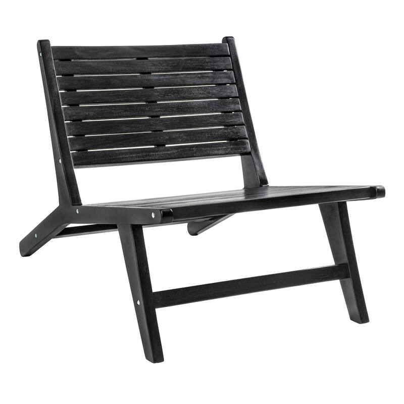 Seagrove Wood Armless Outdoor Patio Chair, by JONATHAN Y - 23.62L x 36.22W x 25.59H - Black