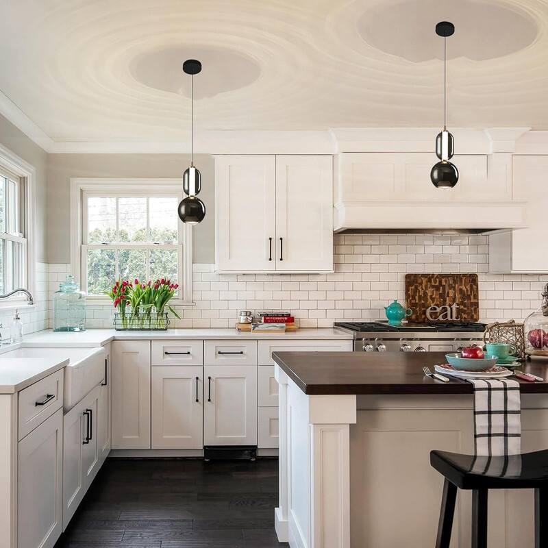 LED light fixtures black hanging light glass, metal pendant light