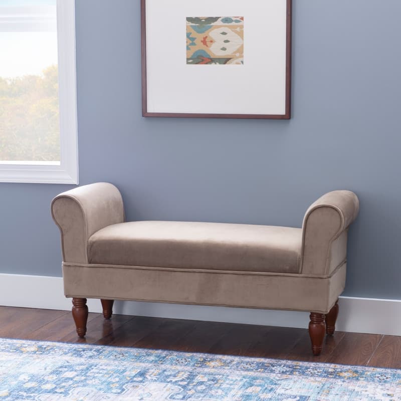 Copper Grove Rushbrook Classic Light Brown Microfiber Bench