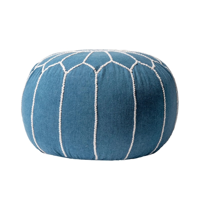 Nuloom Classic Moroccan Cotton Ottoman Pouf - Blue