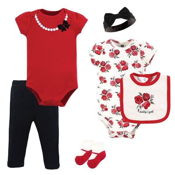 slide 1 of 1, Hudson Baby Infant Girl Cotton Layette Set, Red Roses 0-3 Months - Red Roses