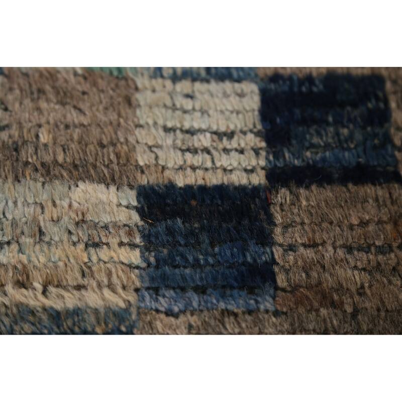 Moroccan Oriental Runner Rug Handmade Checkered Wool Carpet - 3'1" x 9'10"