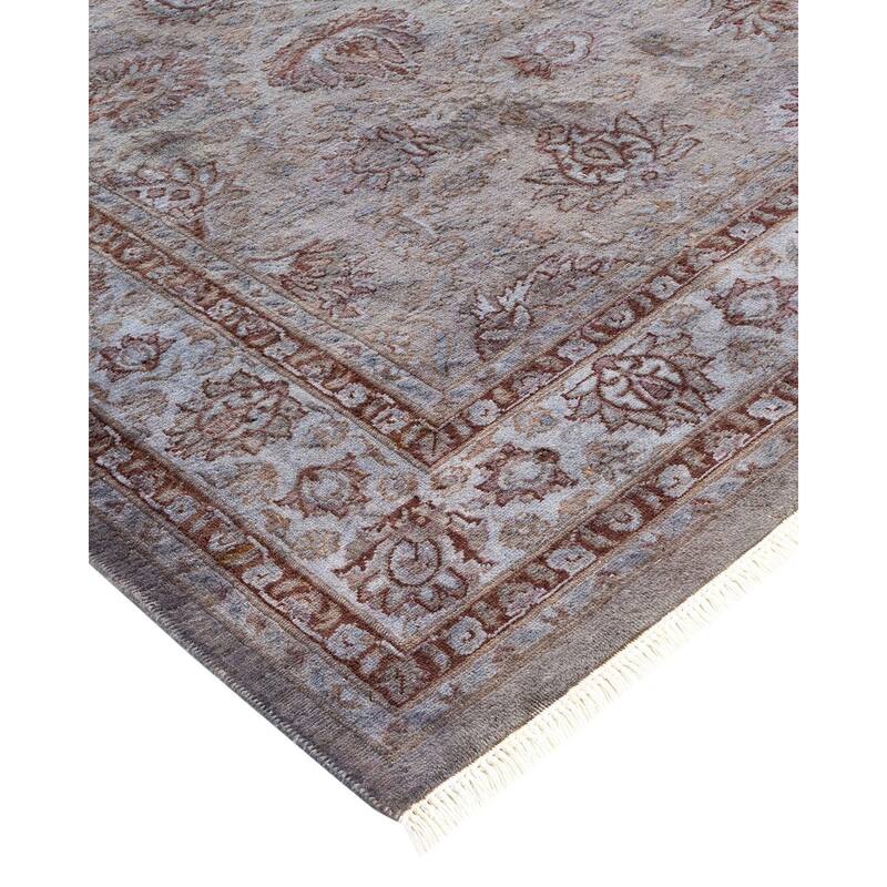 Overton Hand Knotted Wool Vintage Inspired Modern Contemporary Overdyed Gray Area Rug - 4' 7" x 6' 6"