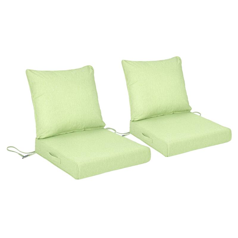 Aoodor Outdoor Deep Seat Cushion Set, Waterproof Patio Furniture Cushions with Adjustable Straps & Removable Cover, Set of 2 - 25"x25" - Green