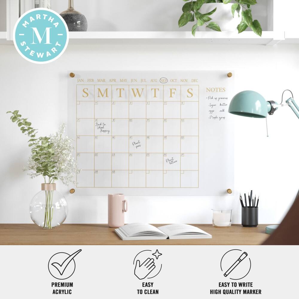 Martha Stewart Premium Acrylic Monthly Wall Calendar with Notes Section