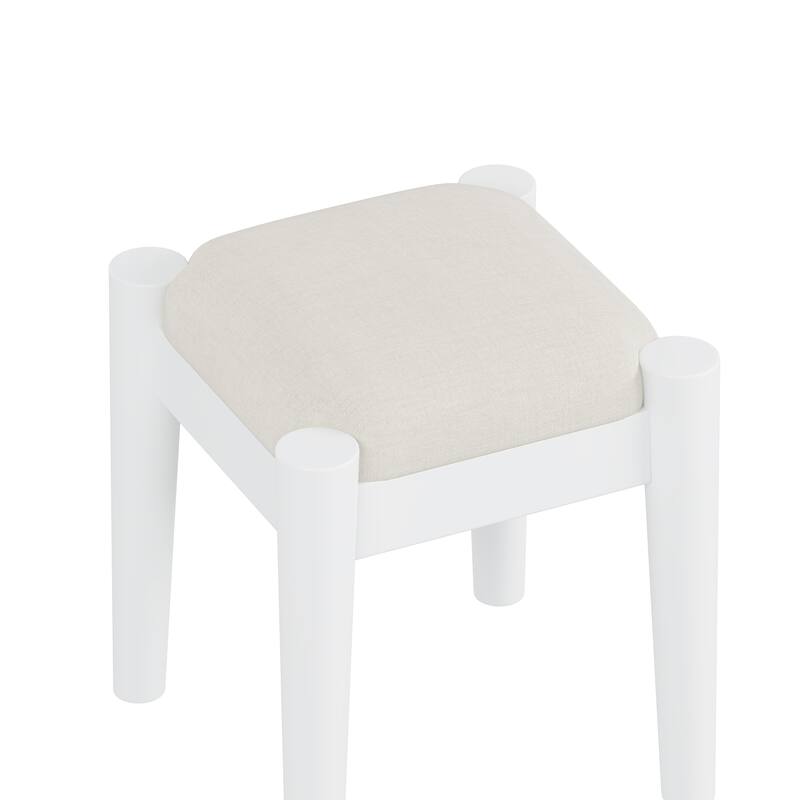 2-Piece Makeup Vanity Set with Upholstered Stool, Makeup Vanity Dressing Table with Power Outlet & USB Port (No Mirrors)