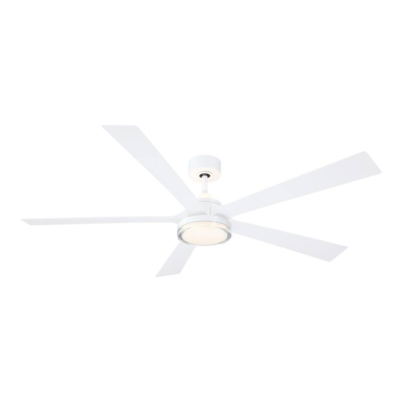 TorchAire 64 inch Indoor/Outdoor Smart Ceiling Fan with LED CCT Select Light Kit and Remote - 64 Inches - Matte White