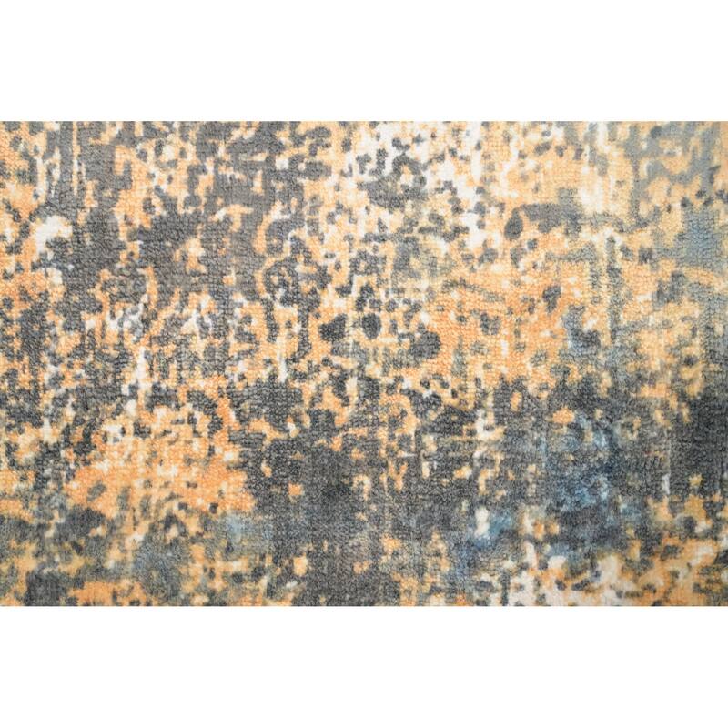 Hand Knotted Oriental Viscose Silk Carpet Modern Abstract Multi-Colored Abstract Area Rug - 4' 0'' X 2' 0''