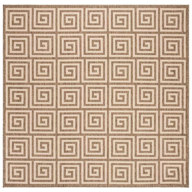 SAFAVIEH Linden Cathy Indoor/ Outdoor Waterproof Patio Backyard Rug - 6'7" Square - Cream/Beige