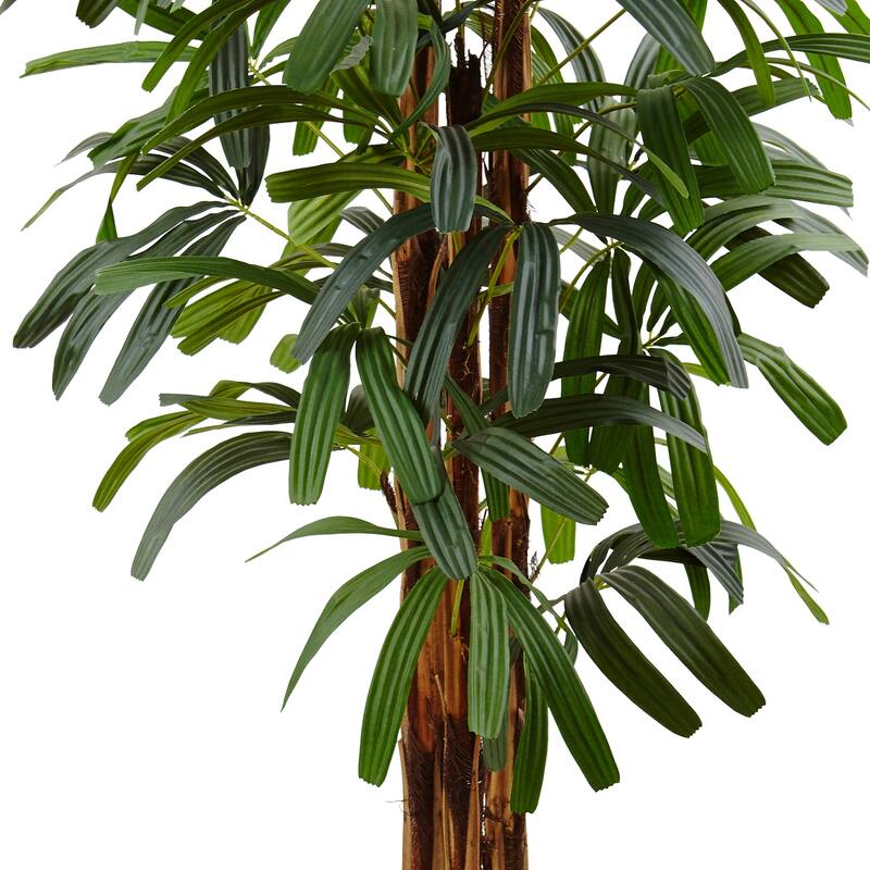 Artificial Palm Tree - 5.5ft Raphis Indoor Tree in Planter - Faux Tropical Plant Decor - Green - 51-60 Inches