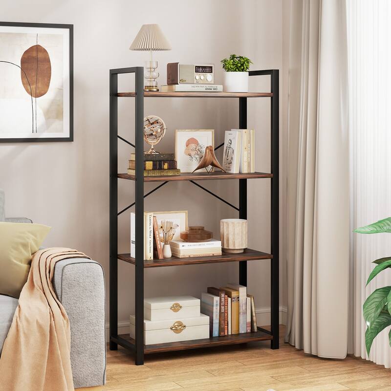 Gymax 47'' Floor Bookcase w/ Open Shelves Heavy Duty Metal Frame &