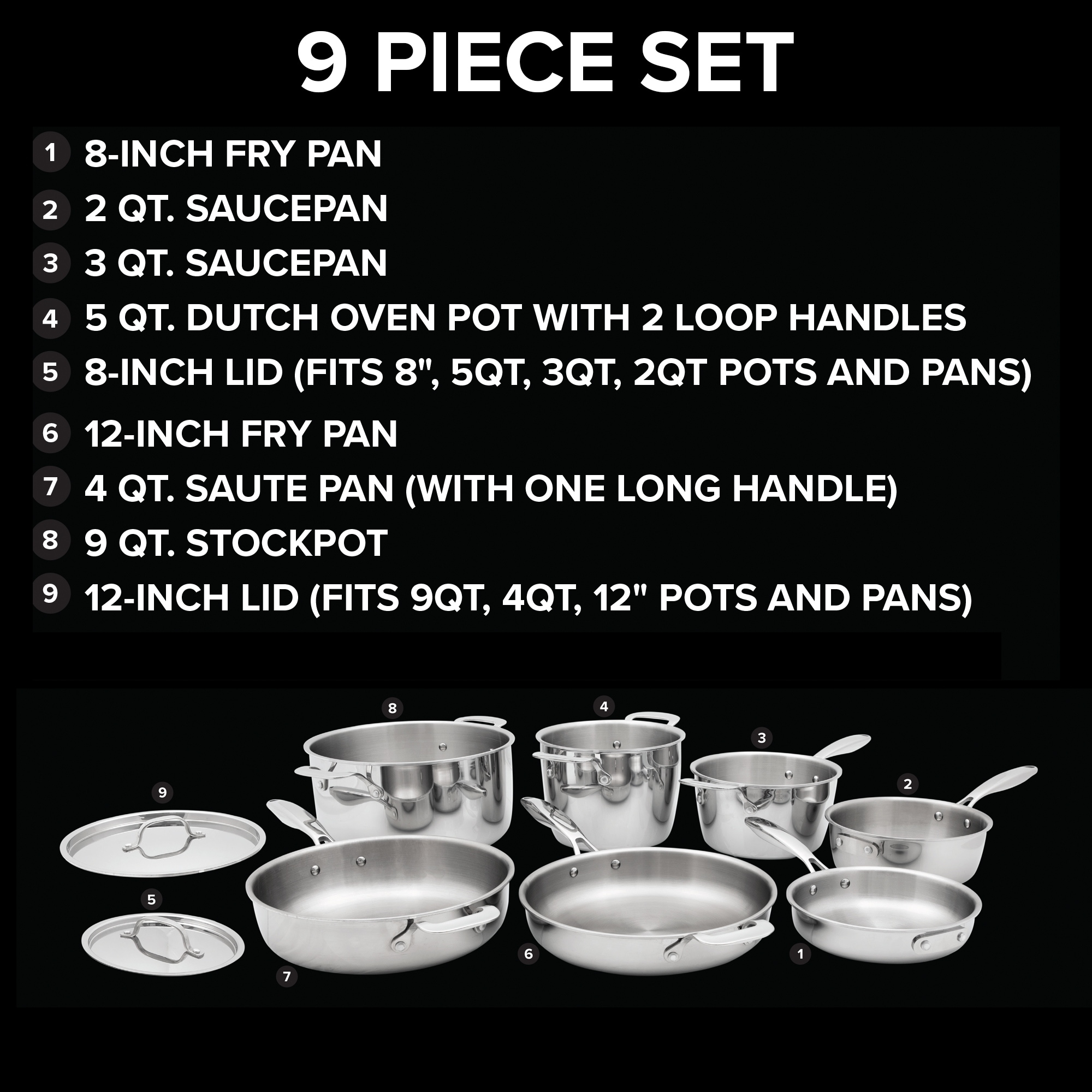 NuWave Pro-Smart SS 9 Piece Cookware Set - Bed Bath & Beyond - 39415523