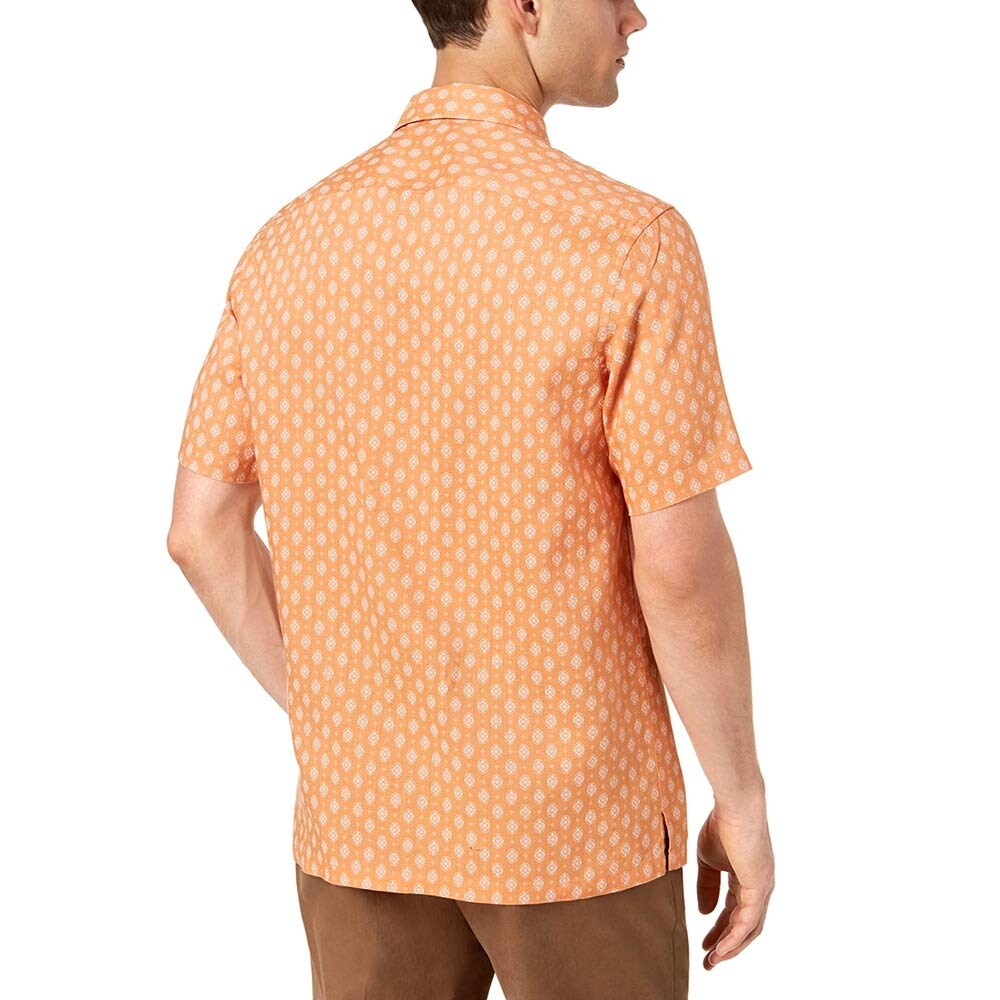 Shop Tasso Elba Orange Mens Size Xl Button Down Mercato Printed Shirt On Sale Overstock 27861976