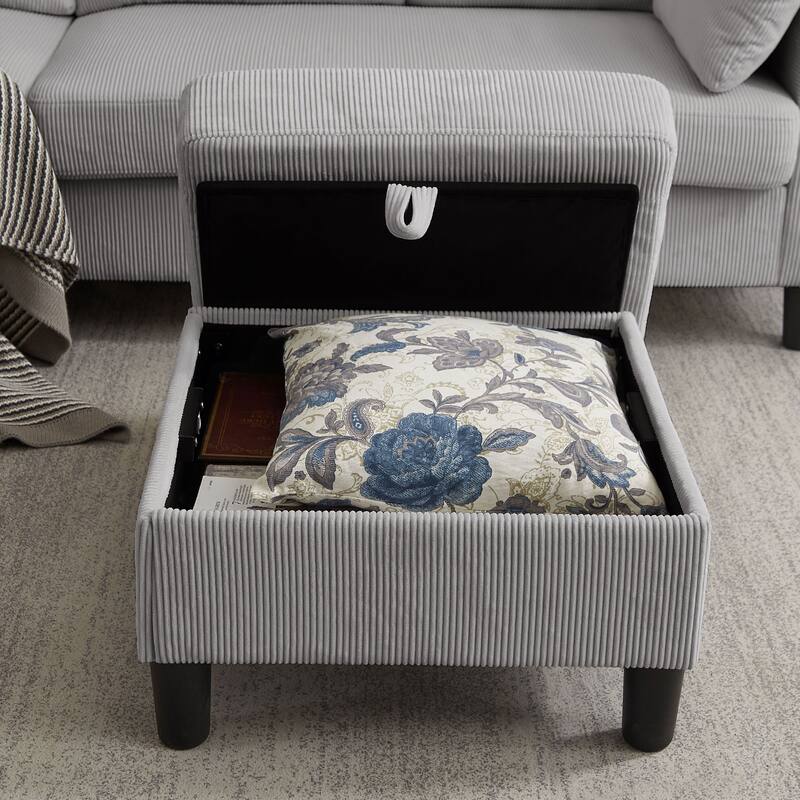 Modular Sectional Sofa Couch L Shaped With Chaise Storage Ottoman and Side Bags For Living Room