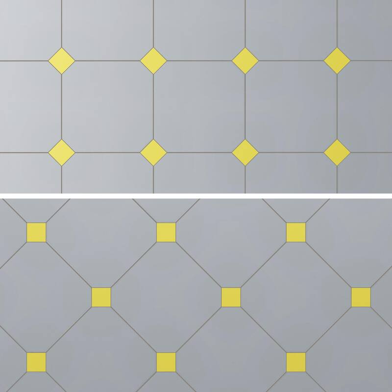 Merola Tile Vaudeville Octagon Humo with Taco Lima 7-7/8" x 7-7/8" Porcelain Floor and Wall Tile