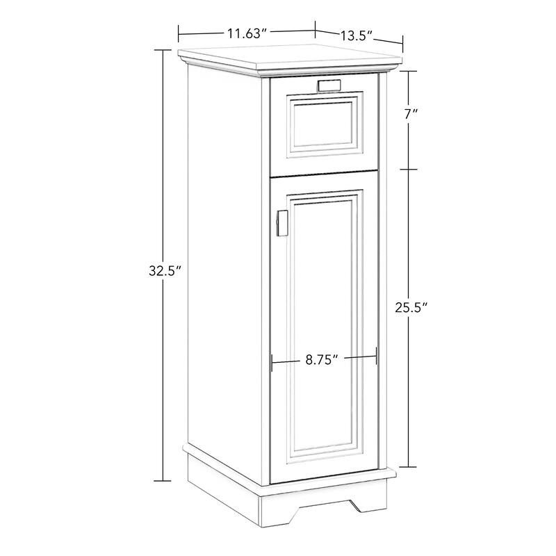 Geneva Slim Cabinet with Layered Door and Drawer – White - N/A