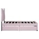 preview thumbnail 47 of 56, Upholstered Platform Bed with Cartoon Ear Headboard and Drawers