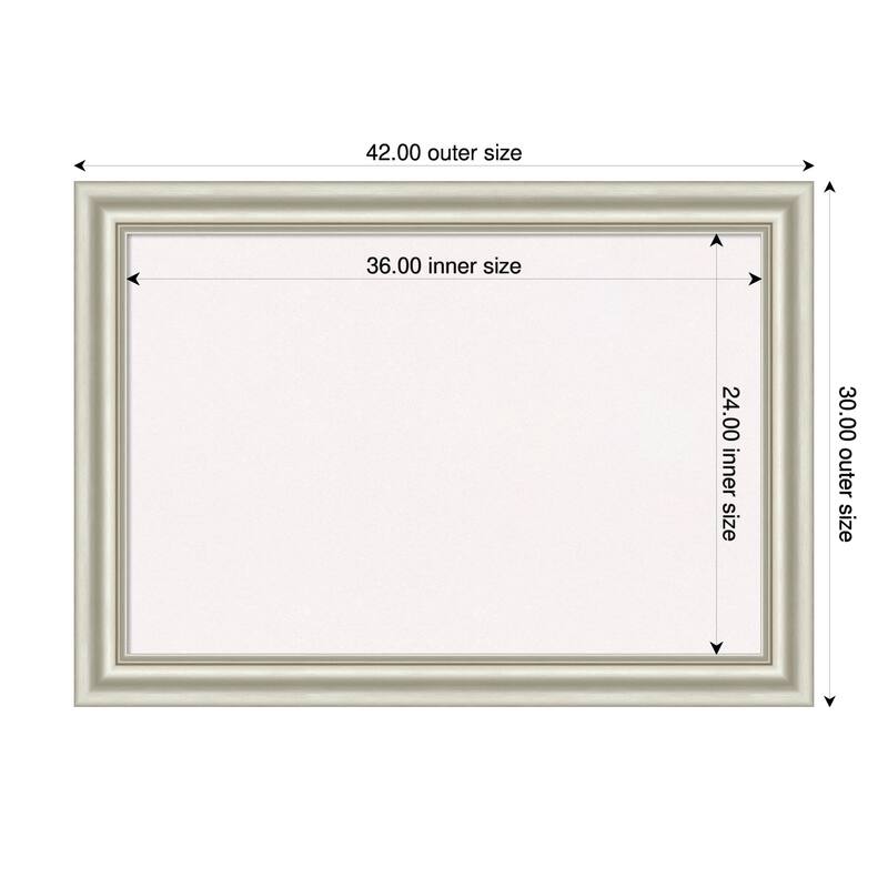 Sophia Silver Framed Cork Board - Bulletin Board, Organization Board, Pin Board - White - 42 x 30 in