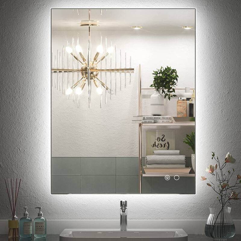 KEONJINN LED Backlit Bathroom Vanity Wall Mirror, Anti-Fog and Dimmable - 24x32