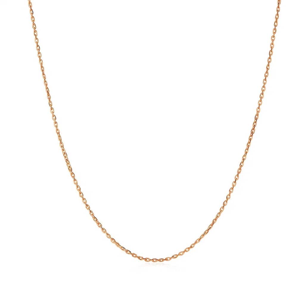 MayaMila 14k Solid Rose Gold Cable Link Chain Necklace 1.1mm