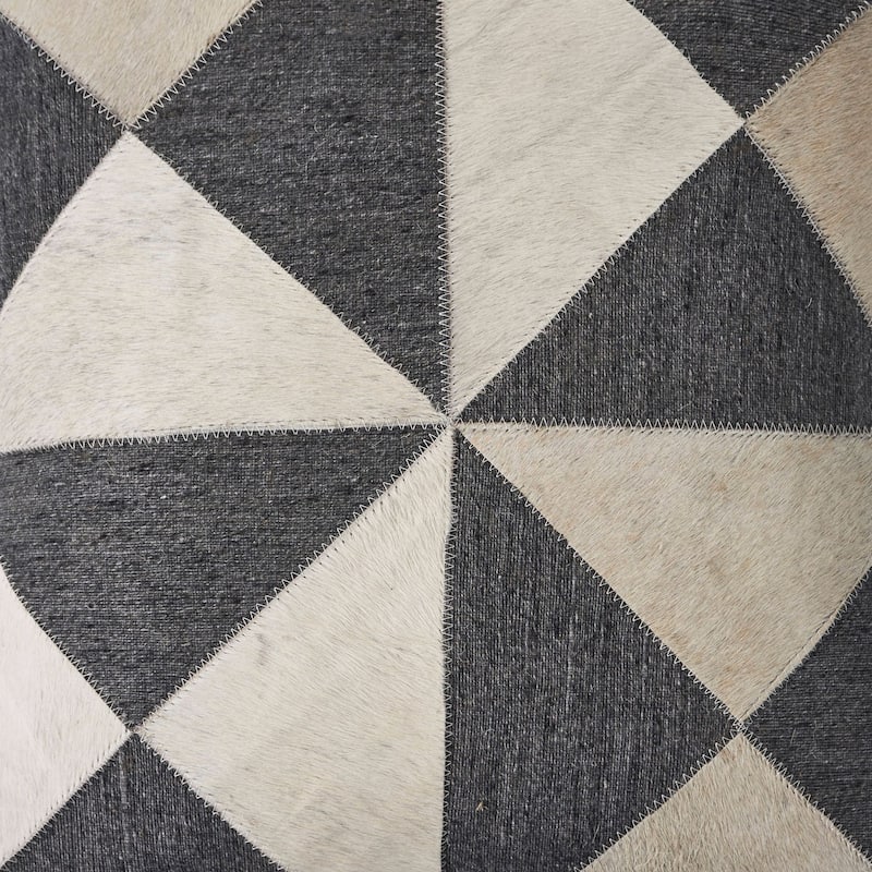 20" Charcoal Black and White Geometric Triangle Square Throw Pillow