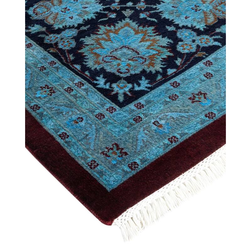 Overton Hand Knotted Wool Vintage Inspired Modern Contemporary Overdyed Blue Area Rug - 10' 3" x 14' 4"