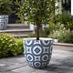 preview thumbnail 8 of 8, Blue and White Flower Pattern Round Tapered Mgo Planter, Indoor and Outdoor