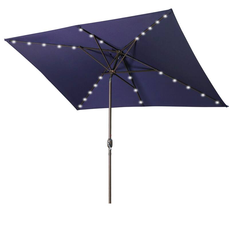 Patio Umbrella and Solar Lights 6.5 ft. x 10 ft, 26 LED lights