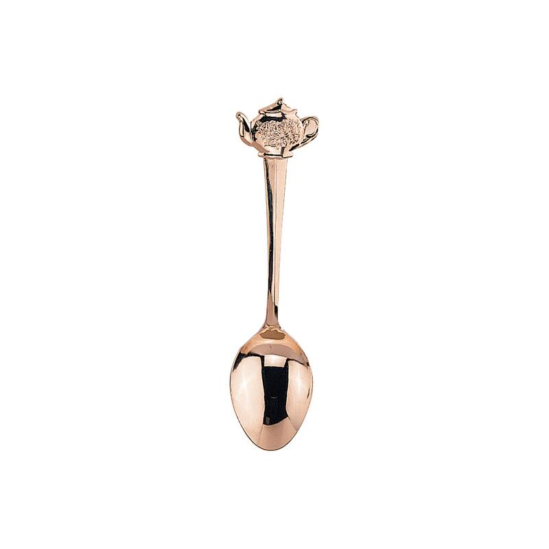 Fino Demi Spoon Set, Teapot Design, Gold Plated Stainless Steel, Set of 12