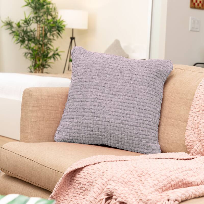 Fabstyles Chenille Basketweave Polyfill Cushion - 18x18 - Lilac - Single