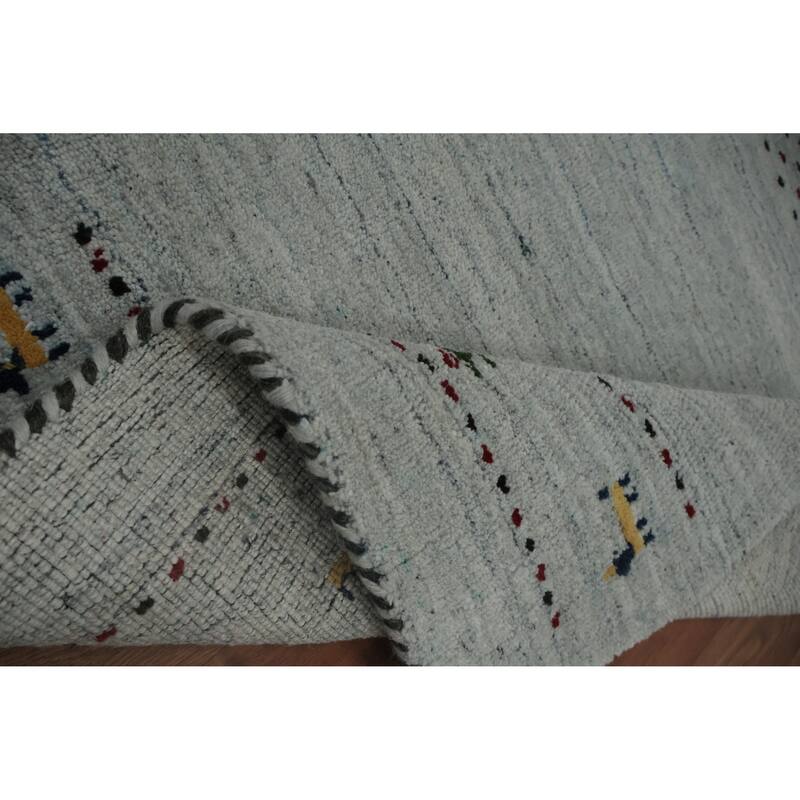 Hand Knotted Oriental 100% Wool Carpet Tribal Animal Pictorial Navy Blue & Blues Gabbeh Runner Rug - 9' 7'' X 2' 4''