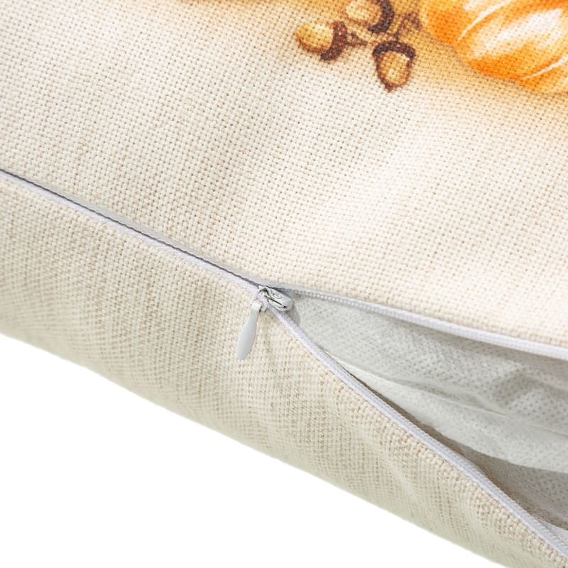 Glitzhome 18"L Faux Burlap Fall Thanksgiving Pumpkin Pillow Halloween Decor