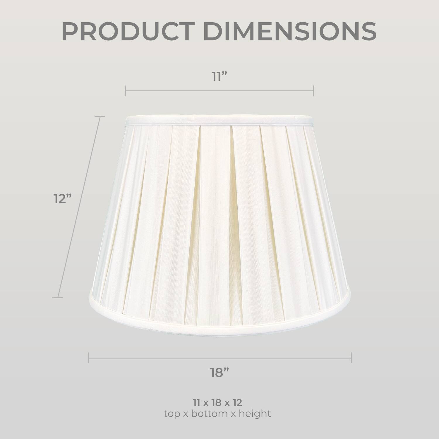 Royal Designs Empire English Pleat Lamp Shade, White, 11x18x12 Bed