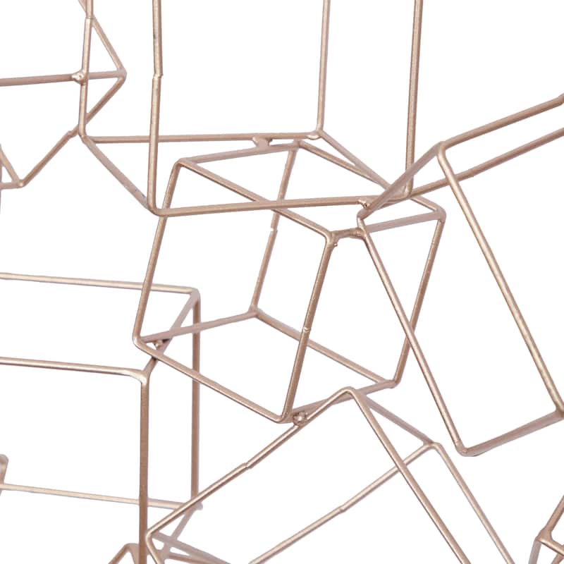 Metal Geometric 3D Square Home Wall Decor - Black or Gold - Roche River Decor