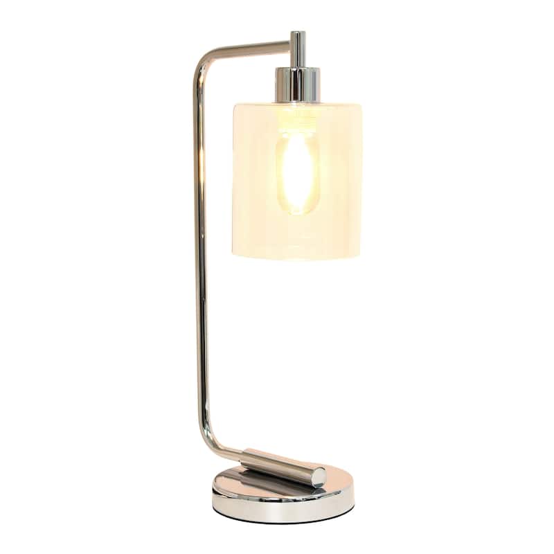 Antique Style Industrial Iron Lantern Desk Lamp with Glass Shade