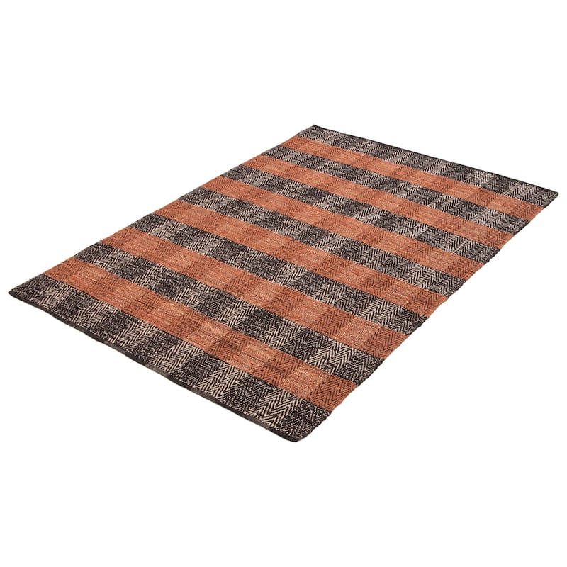 ECARPETGALLERY Flat-Weave Palas Denizli Black Jute Kilim - 5'8 x 8'2