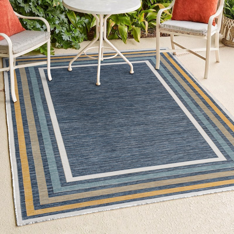 JONATHAN Y Reversible Calypso Classic Coastal Mitred Stripe Machine-Washable Indoor/Outdoor Area Rug