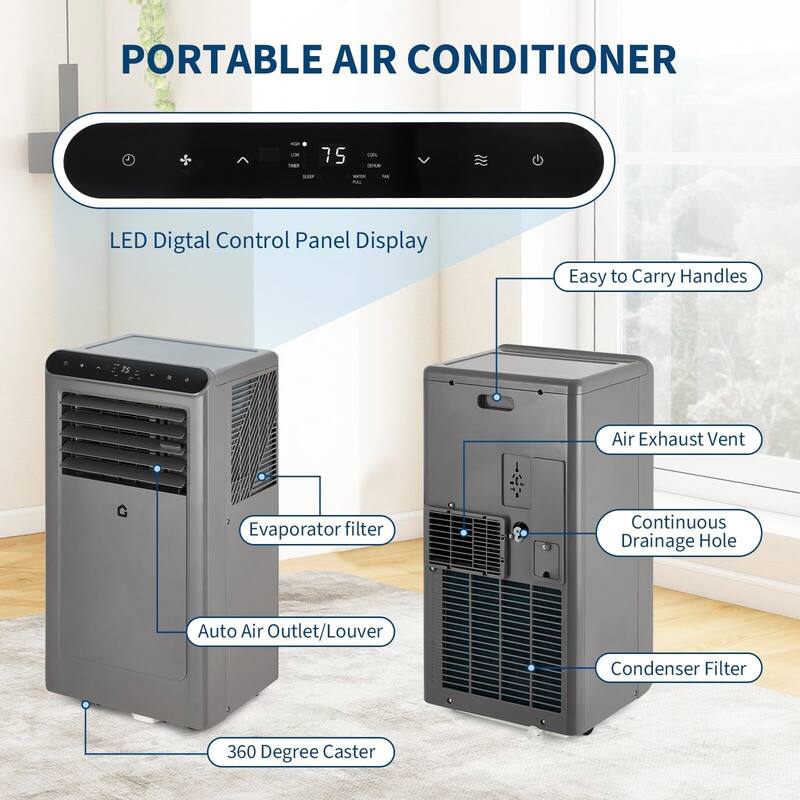 10,000 BTU Portable Air Conditioner, 3-In-1 Portable AC Units, Cools Up to 450 Sq.Ft.