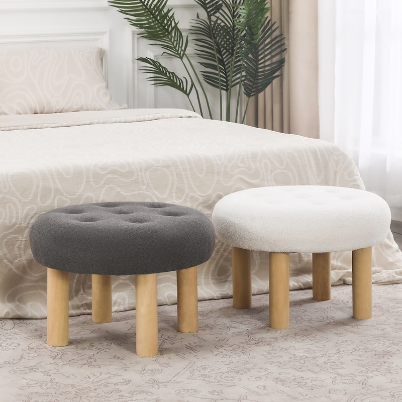Adeco 23" Round Ottoman Footrest for Living Room