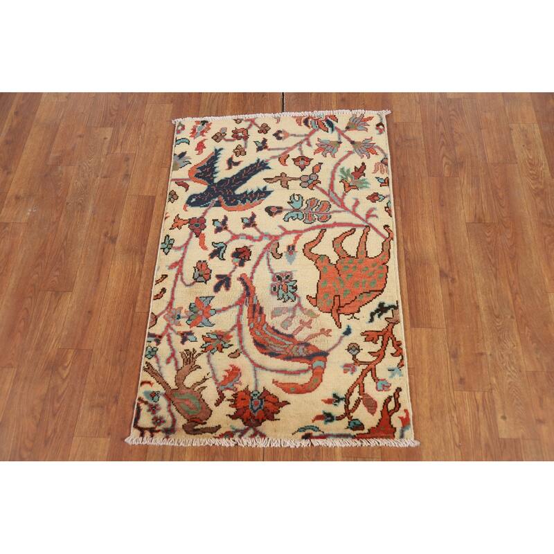 Animals Design Kazak Oriental Foyer Rug Hand-Knotted Wool Carpet - 2'0" x 3'0"