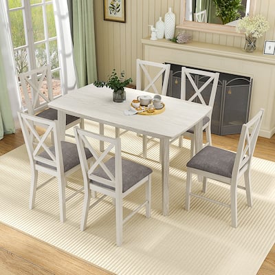 Javlergo Kitchen Table and Chairs for 4/6 Dining Room Table Set,Wood Elegant Kitchen Sets