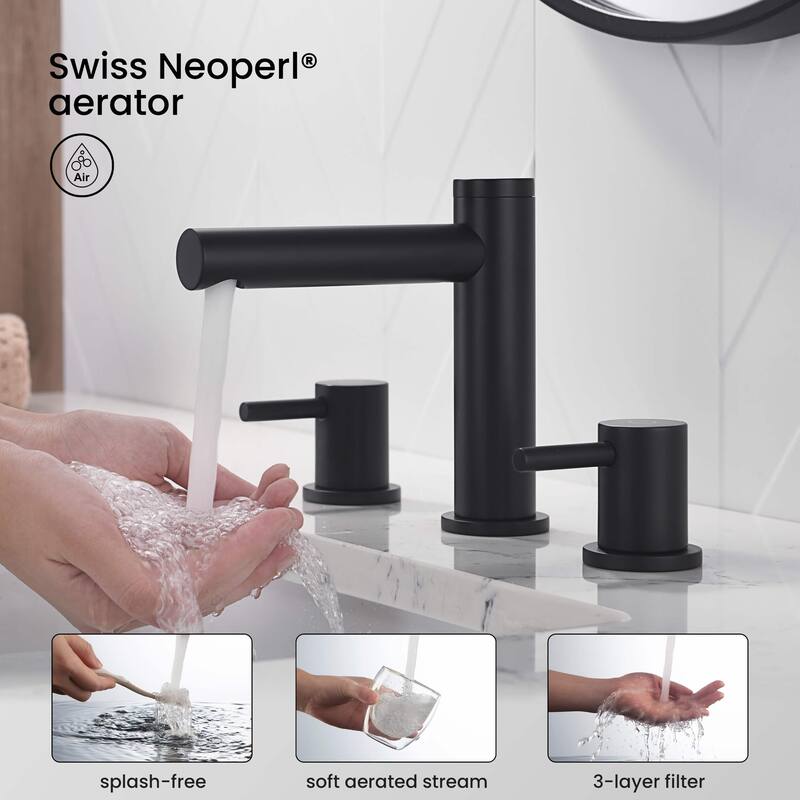Circular 8" Bathroom Sink Widespread Faucet with Drain Assembly