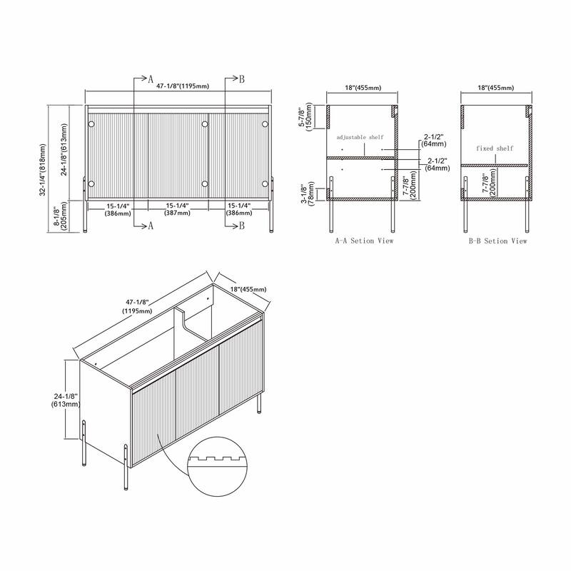 Ripple 48" Bathroom Vanity Kit (Assembly Required)