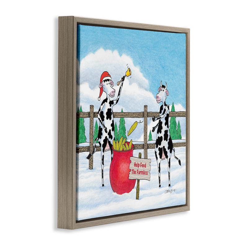 Stupell Feed The Farmless Funny Cows Framed Floater Canvas Wall Art Design By Roger Straub